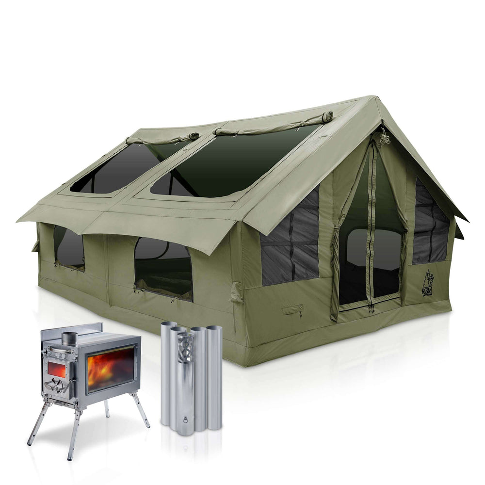 RBM Panda Large Forest Green + Stove Caminus M - Inflatable Tents for Camping with Stove