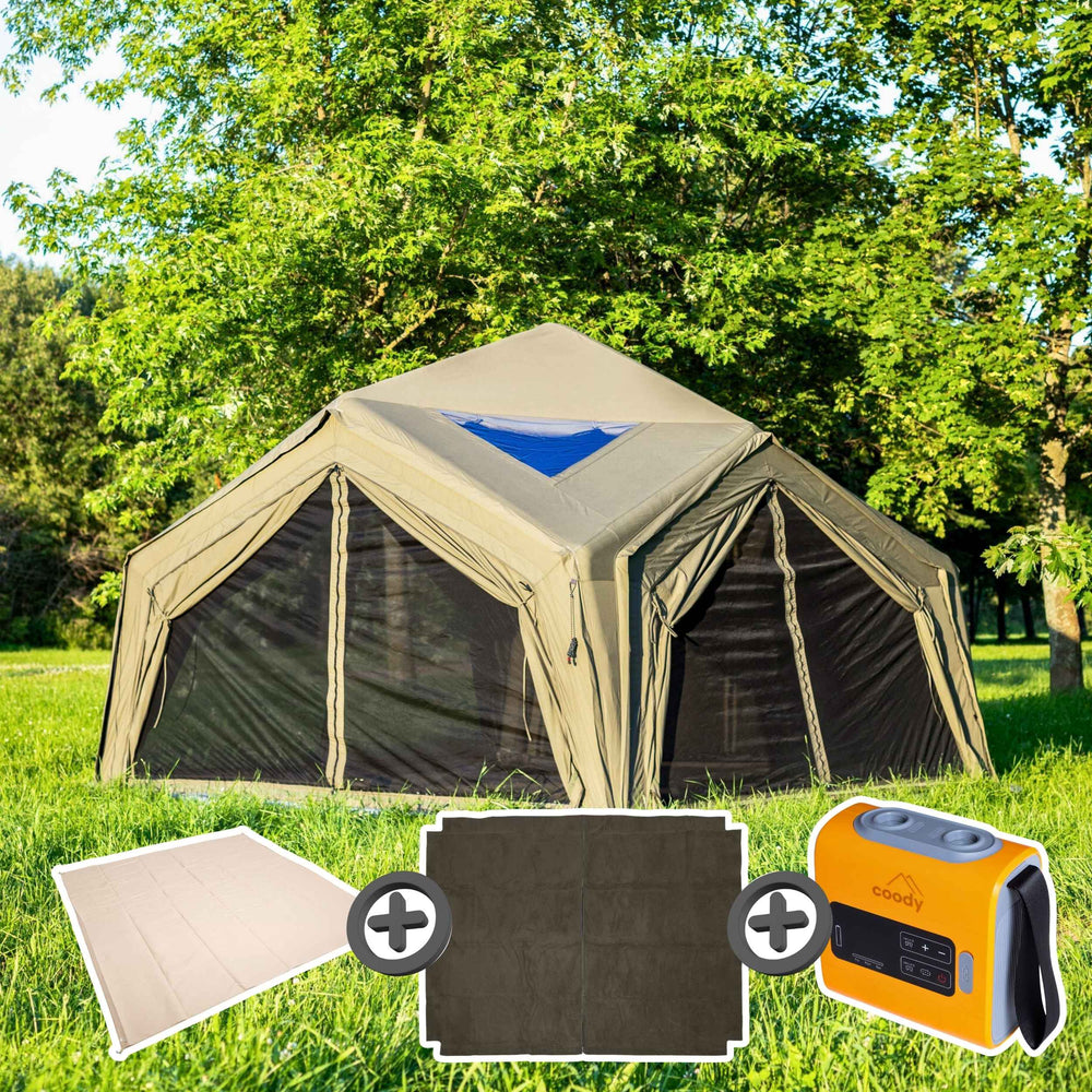 RBM Outdoors Coody Hub Forest Green (2-6 person) + Ground Sheet PVC + Carpet Coody Hub + Electric Pump