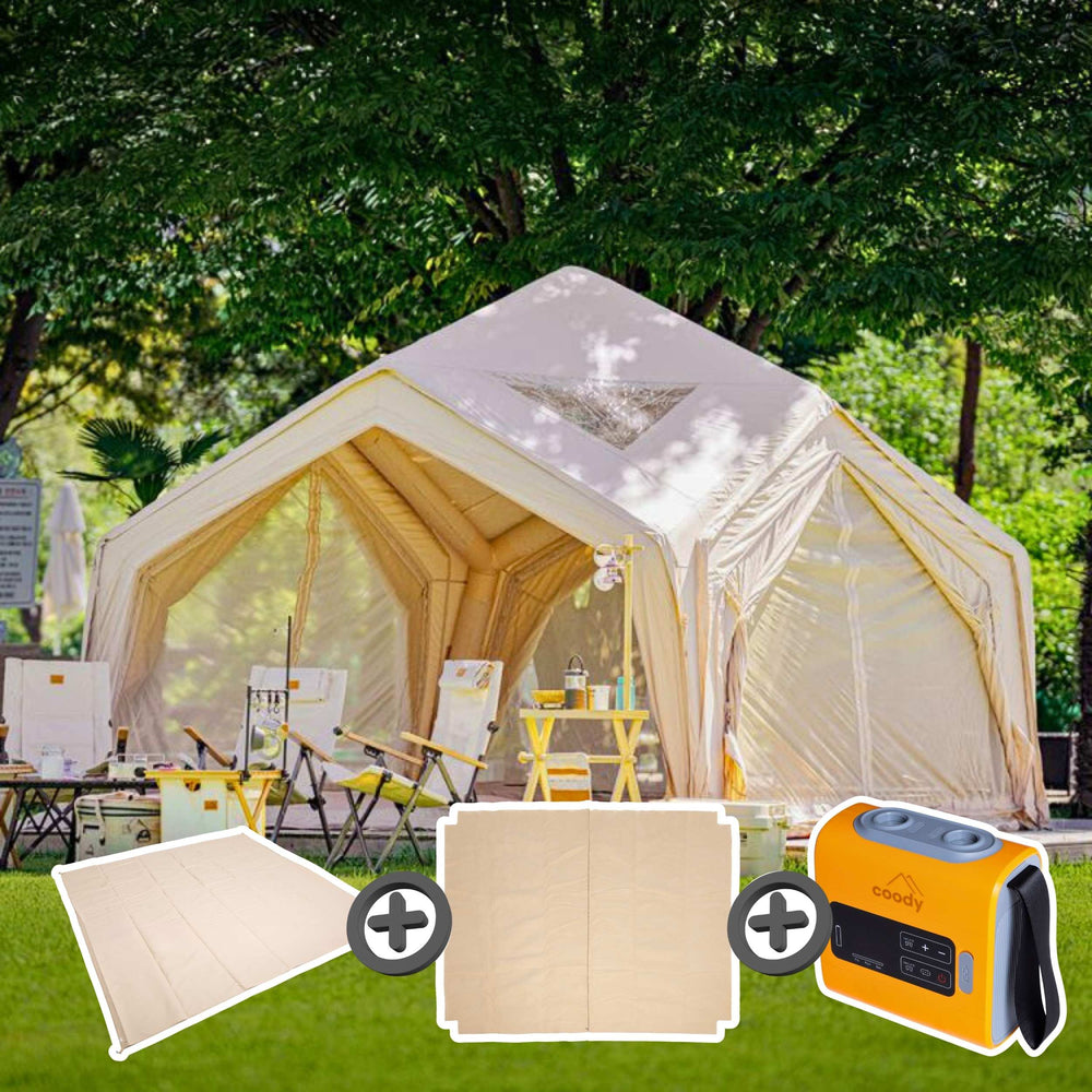 RBM Outdoors Coody Hub Beige (2-6 person) + Ground Sheet PVC + Carpet Coody Hub + Electric Pump
