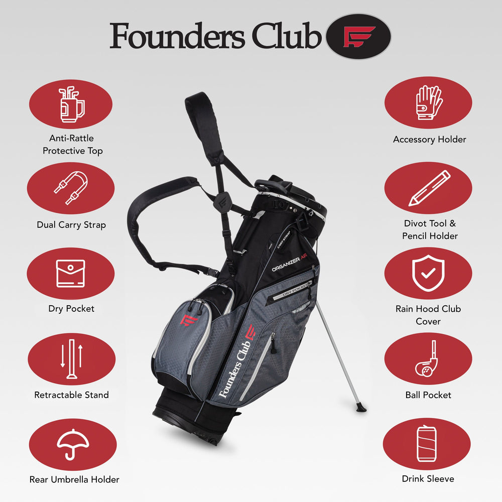 Founders Club Organizer Men's Golf Stand Bag with 14 Way Organizer Divider Top with Full Length Dividers