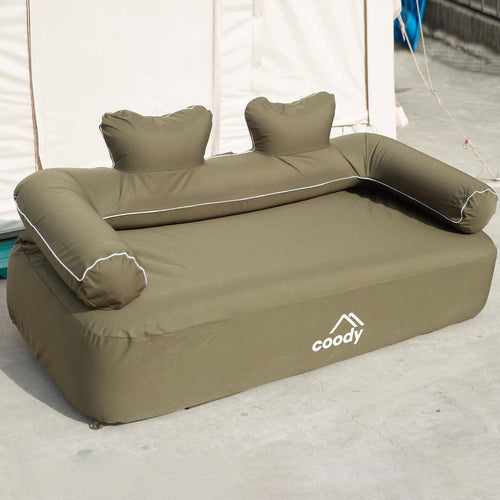RBM Outdoors Coody Air Sofa Khaki - Inflatable Camping Couch with Built-In Pump
