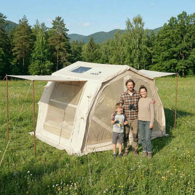 RBM Outdoors Coody 10.0 PRO Beige Premium Inflatable Canvas Tent for 2–4 Campers