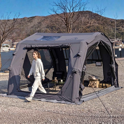 RBM Outdoors Coody 10.0 PRO Gray - Premium Inflatable Canvas Tent for 2–4 Campers