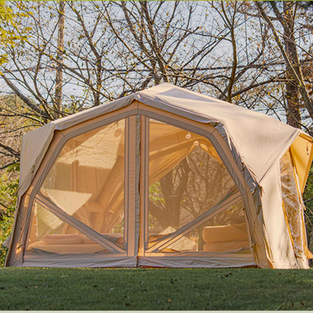 RBM Outdoors Coody Hub Pro Beige- Inflatable Tent for Camping (2-6 Person)