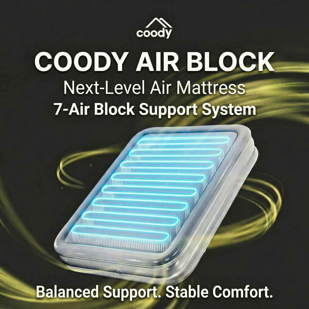 RBM Outdoors Coody Air Mattress Beige Queen (197×150×35 cm) – Premium Air Bed with Built-in Pump