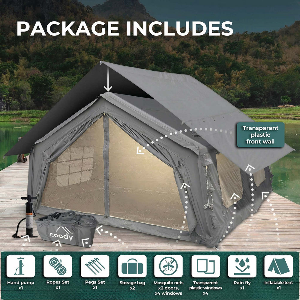 RBM Outdoors Coody 17.2 (Koala-7) Gray Inflatable Tent House for Camping (2-10 person)