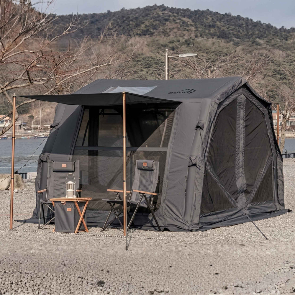 RBM Outdoors Coody 10.0 PRO Gray - Premium Inflatable Canvas Tent for 2–4 Campers