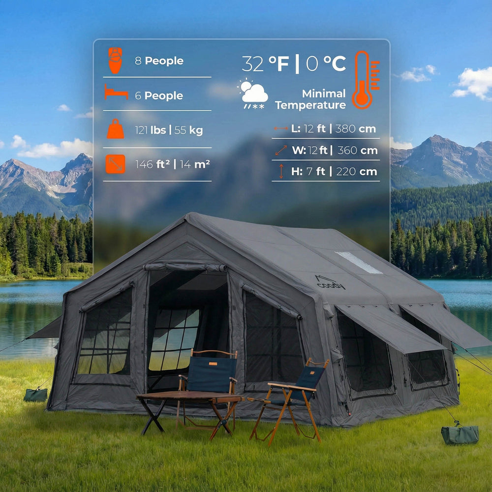 RBM Outdoors Coody 13.6 (Koala-5) Gray Inflatable Tent House for Camping (2-8 person)