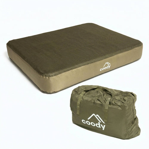 RBM Outdoors Coody Air Mattress Green Queen (197×150×35 cm) – Premium Air Bed with Built-in Pump