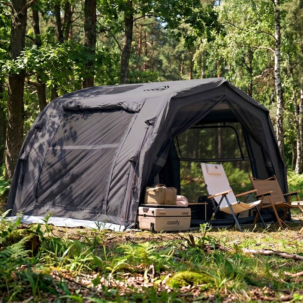 RBM Outdoors Coody 10.0 PRO Gray - Premium Inflatable Canvas Tent for 2–4 Campers