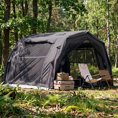 RBM Outdoors Coody 10.0 PRO Gray - Premium Inflatable Canvas Tent for 2–4 Campers