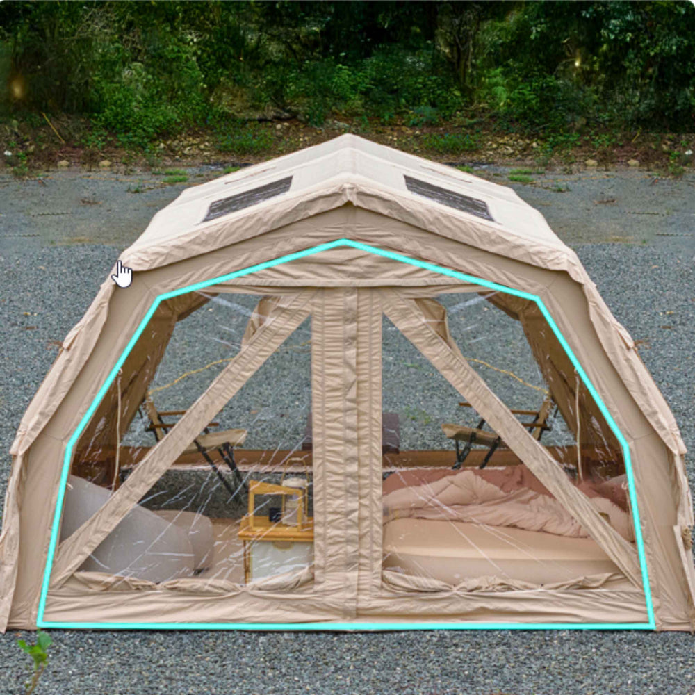 RBM Outdoors Coody Familia AirTent 17.2 PRO Beige (2-10 Person)+Electric Pump+TPU Door Beige+Ground Sheet