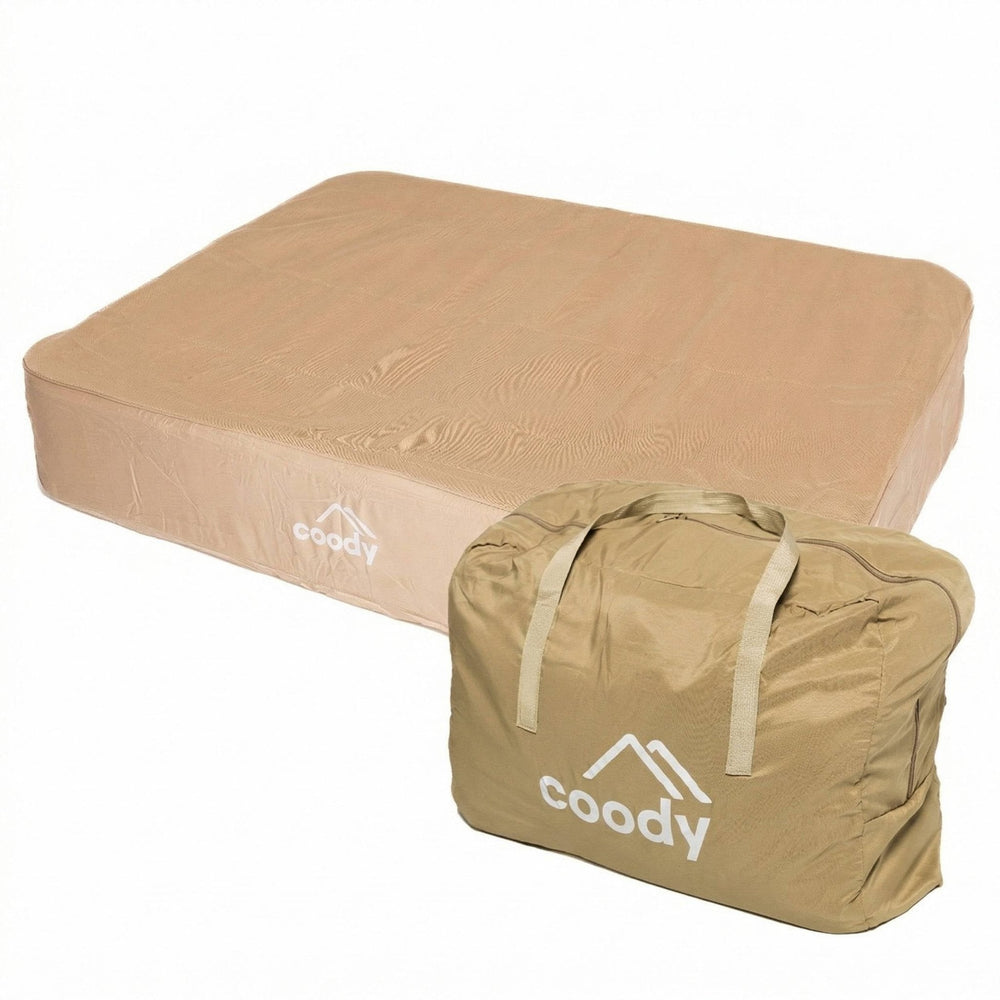RBM Outdoors Coody Air Mattress Beige Queen (197×150×35 cm) – Premium Air Bed with Built-in Pump