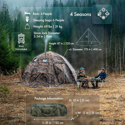 RBM All-Seasons tent  UP-5 for 2-6 person + Wood Stove Caminus M