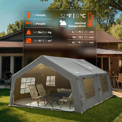 RBM Outdoors Coody 17.2 (Koala-7) Gray Inflatable Tent House for Camping (2-10 person)