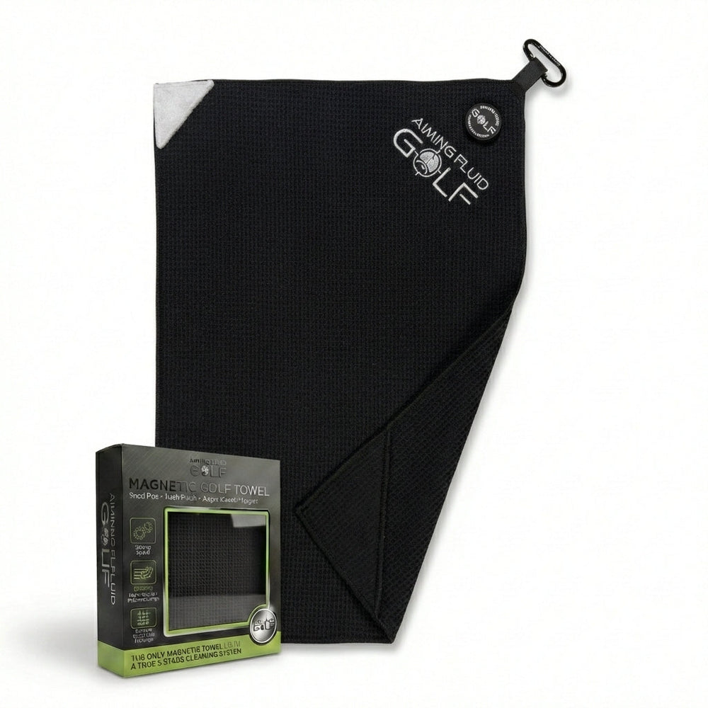 Aiming Fluid Golf - Magna-Anchor™ Magnetic Golf Towel – Stubby (16×24)