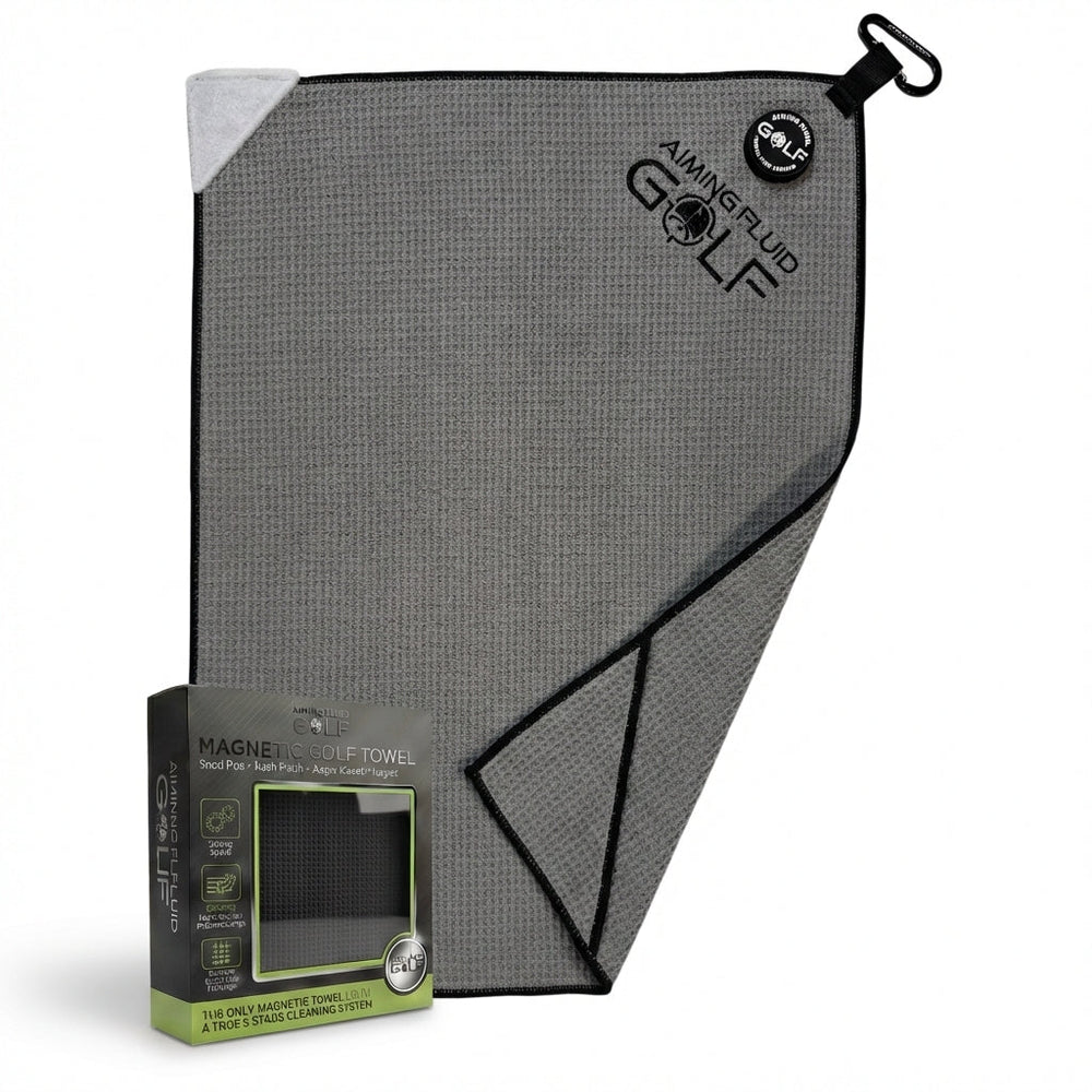 Aiming Fluid Golf - Magna-Anchor™ Magnetic Golf Towel – Stubby (16×24)