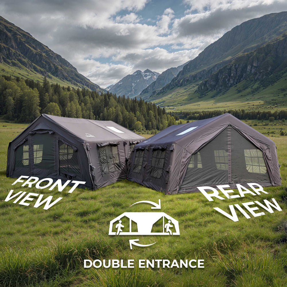 Coody 17.2 | RBM Outdoors (Koala 7) Black + Stove Caminus M - Inflatable Tents with Stove