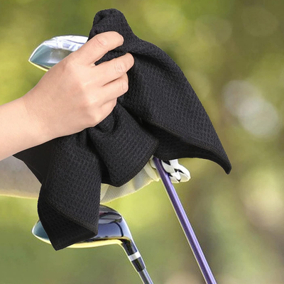 Medium Microfiber Waffle Golf Towel: Black Trimmed Pack of 3