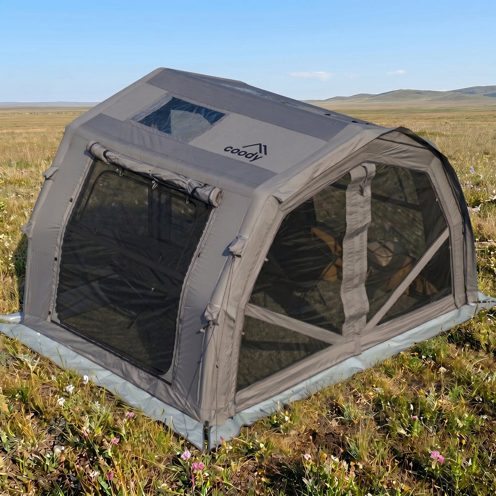 RBM Outdoors Coody 10.0 PRO Gray - Premium Inflatable Canvas Tent for 2–4 Campers