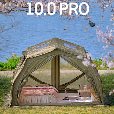 RBM Outdoors Coody 10.0 PRO Forest Green Premium Inflatable Canvas Tent for 2–4 Campers