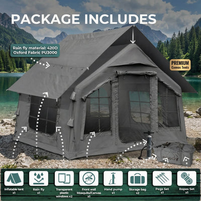 RBM Outdoors Coody 8.0 Gray - Inflatable Tent House for Camping 1-4 person