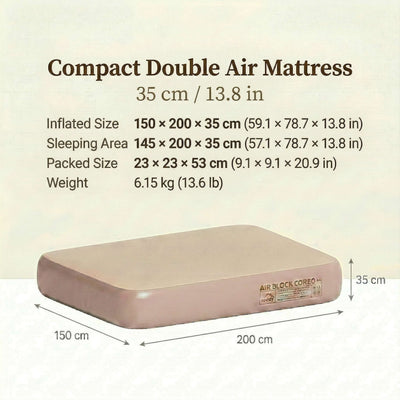 RBM Outdoors Coody Coreo Air Mattress Queen (150 × 200 × 35 cm) – Structured Air Block Inflatable Bed, Compact Pack Design