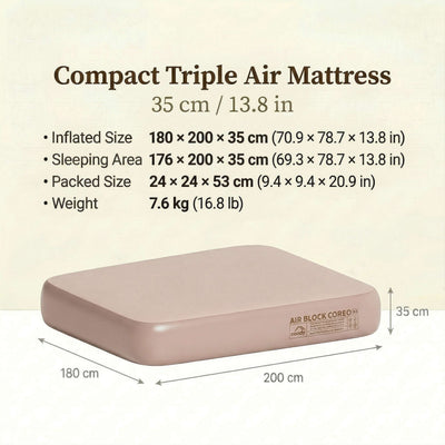 RBM Outdoors Coody Coreo Air Mattress Wide Queen (180 × 200 × 35 cm) – Structured Air Block Inflatable Bed, Compact Pack Design