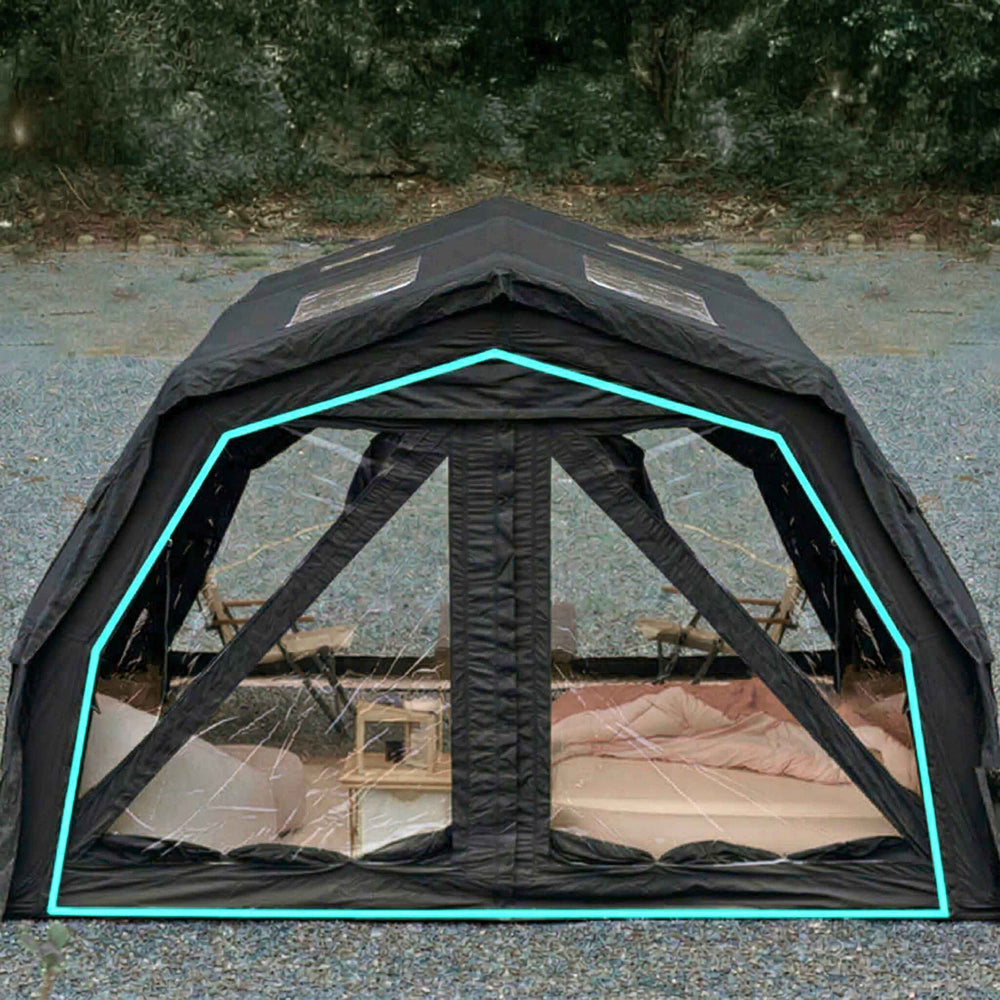RBM Outdoors Coody Familia AirTent 17.2 PRO Black (2-10 Person)+Electric Pump+TPU Door Black+Ground Sheet