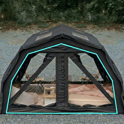 RBM Outdoors Coody Familia AirTent 17.2 PRO Black (2-10 Person)+Electric Pump+TPU Door Black+Ground Sheet