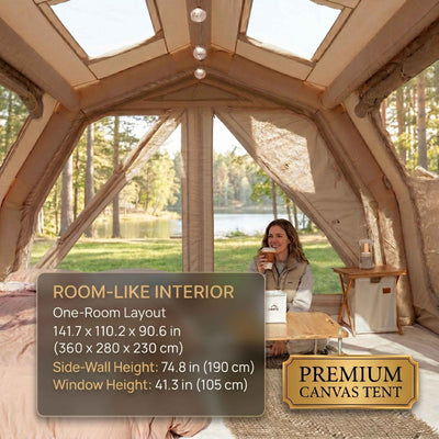RBM Outdoors Coody 10.0 PRO Beige Premium Inflatable Canvas Tent for 2–4 Campers