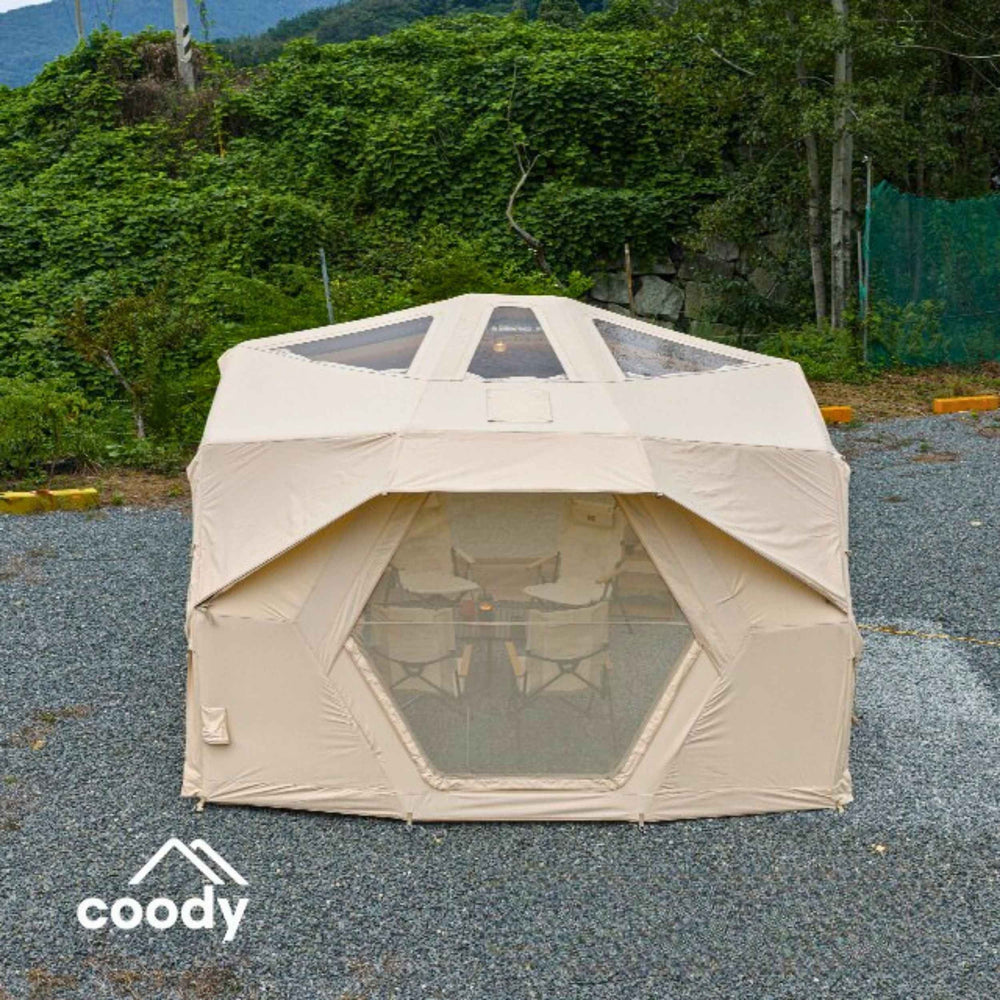 RBM Outdoors Coody Hub Pro Beige- Inflatable Tent for Camping (2-6 Person)