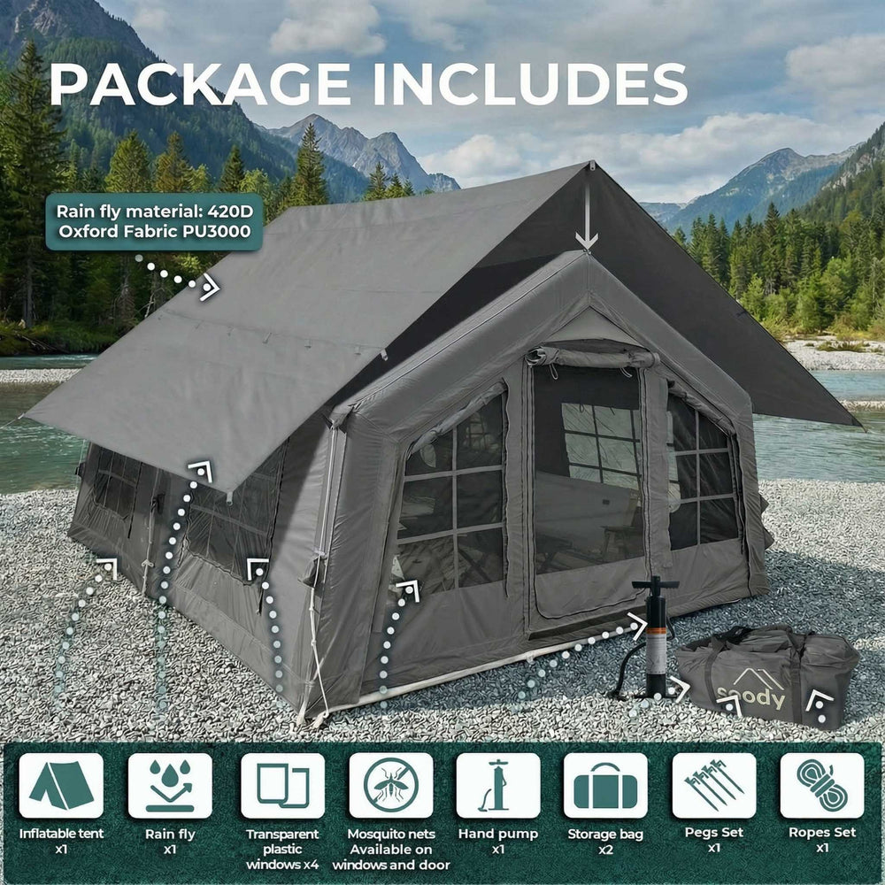 RBM Outdoors Coody 13.6 (Koala-5) Gray Inflatable Tent House for Camping (2-8 person)