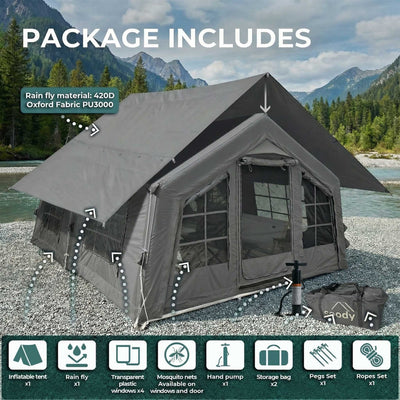 RBM Outdoors Coody 13.6 (Koala-5) Gray Inflatable Tent House for Camping (2-8 person)