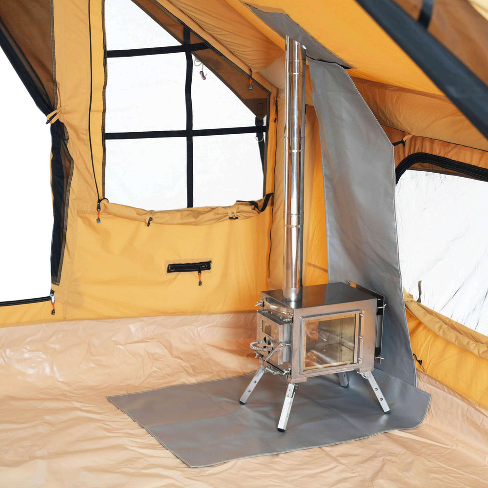 RBM Panda Medium Sunny Beige + Stove Caminus S - Inflatable Tents for Camping with Stove