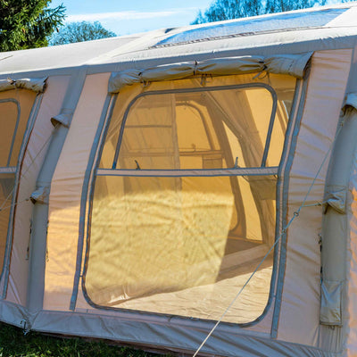 RBM Outdoors Coody Familia AirTent 17.2 PRO Beige (2-10 Person)+Electric Pump+TPU Door Beige+Ground Sheet