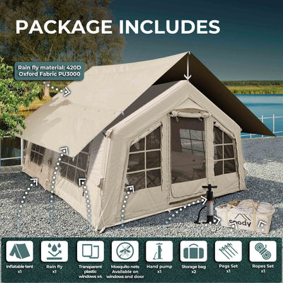 Coody 13.6 | RBM Outdoors Inflatable tent Koala 5 Beige + Stove Caminus M