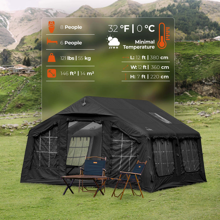 Coody 13.6 | RBM Outdoors Koala 5 Inflatable tent for 2-8 person (Black)