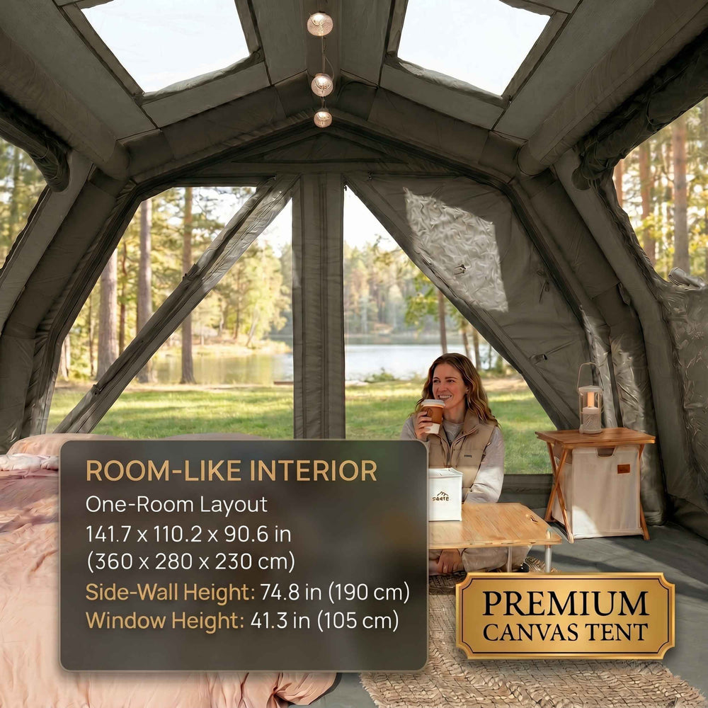 RBM Outdoors Coody 10.0 PRO Forest Green Premium Inflatable Canvas Tent for 2–4 Campers