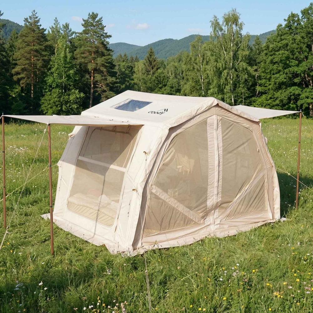 RBM Outdoors Coody 10.0 PRO Beige Premium Inflatable Canvas Tent for 2–4 Campers