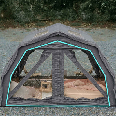 RBM Outdoors Coody Familia AirTent 17.2 PRO Gray (2-10 Person)+Electric Pump+TPU Door Gray+Ground Sheet