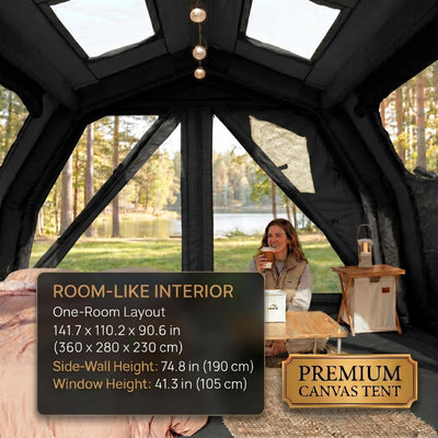 RBM Outdoors Coody 10.0 PRO Black Premium Inflatable Canvas Tent for 2–4 Campers