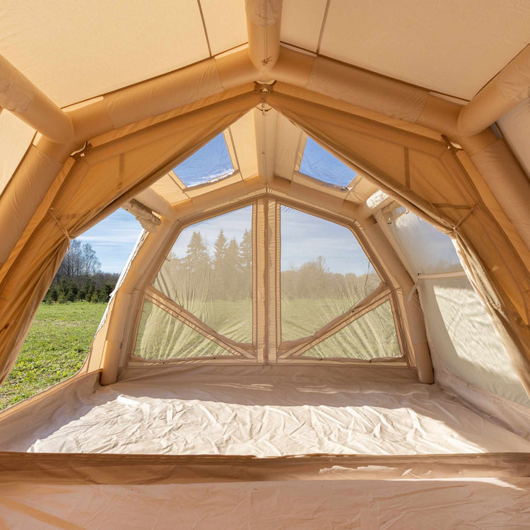 RBM Outdoors Coody Familia AirTent 17.2 PRO Beige (2-10 Person)+Electric Pump+TPU Door Beige+Ground Sheet