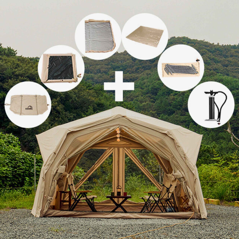 RBM Outdoors Coody Hub Pro Beige- Inflatable Tent for Camping (2-6 Person)