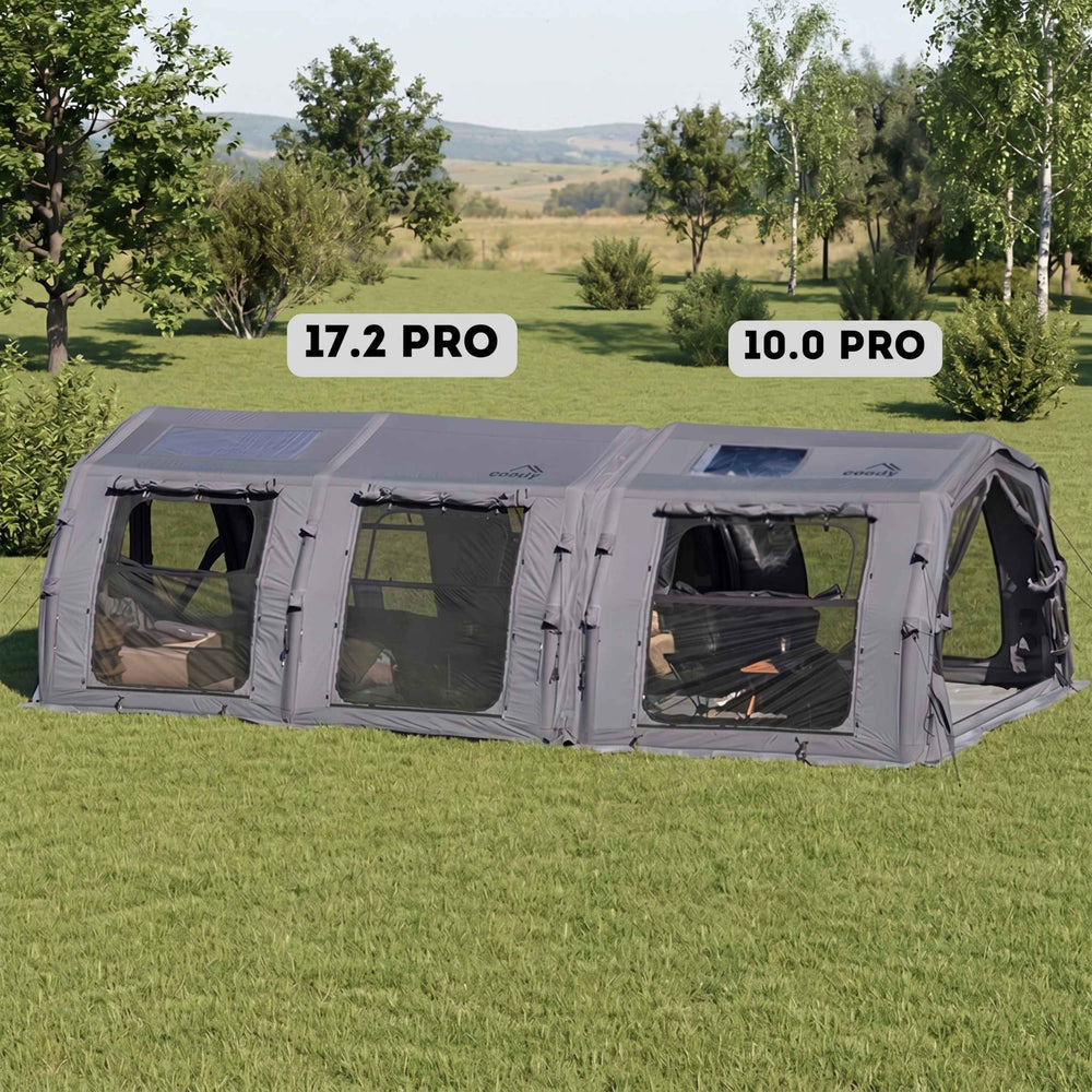 RBM Outdoors Coody 10.0 PRO Gray - Premium Inflatable Canvas Tent for 2–4 Campers