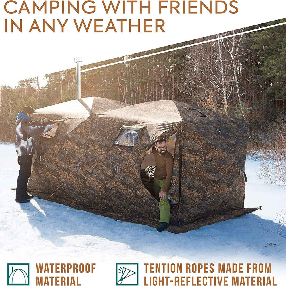 RBM Outdoors Cuboid 4.40 - All-Season Double-Layer Hot Tent with Stove Jack for 2-6 People