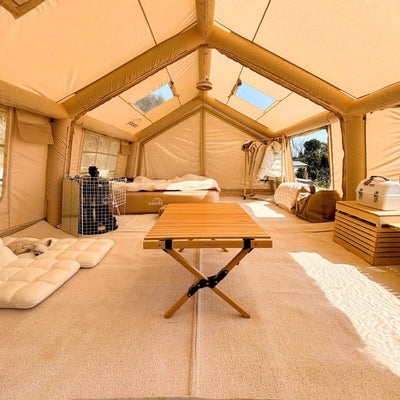 Coody 17.2 | RBM Outdoors (Koala 7) Beige + Stove Caminus M - Inflatable Tents for Camping with Stove
