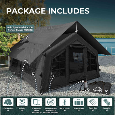 Coody 13.6 | RBM Outdoors Koala 5 Inflatable tent for 2-8 person (Black)
