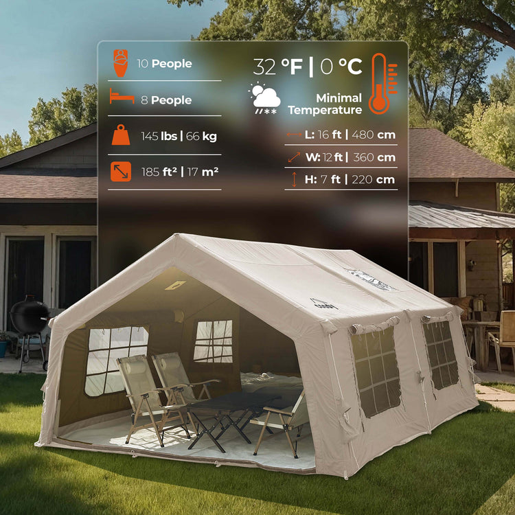 Coody 17.2 | RBM Outdoors Koala 7 Inflatable tent for 2-10 person (Beige)