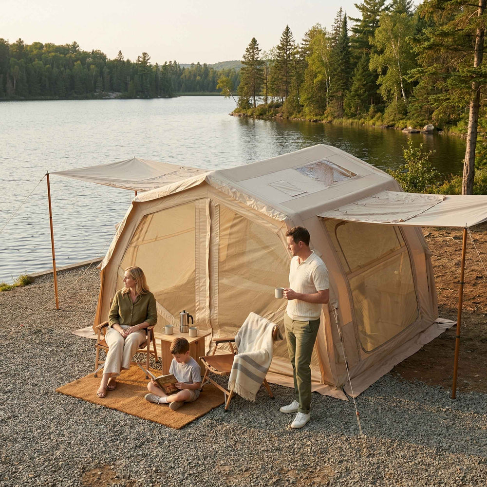 RBM Outdoors Coody 10.0 PRO Beige Premium Inflatable Canvas Tent for 2–4 Campers